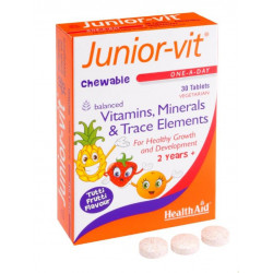 Health Aid - Junior-vit Μασώμενη πολυβιταμίνη για υγιή παιδιά - 30veg tabs