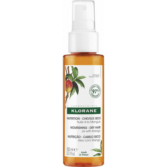 Klorane - Nourishing Oil with Mango for Dry Hair Διφασικό Έλαιο Θρέψης με Βούτυρο Μάνγκο για Ξηρά Μαλλιά - 100ml