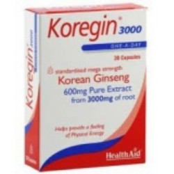Health Aid - Koregin 3000 Συμπλήρωμα Διατροφής με Τζίνσενγκ για φυσική ευεξία και ενέργεια - 30caps
