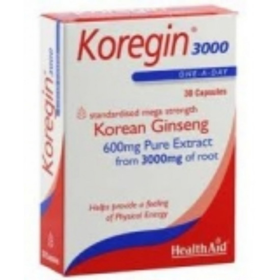 Health Aid - Koregin 3000 Συμπλήρωμα Διατροφής με Τζίνσενγκ για φυσική ευεξία και ενέργεια - 30caps