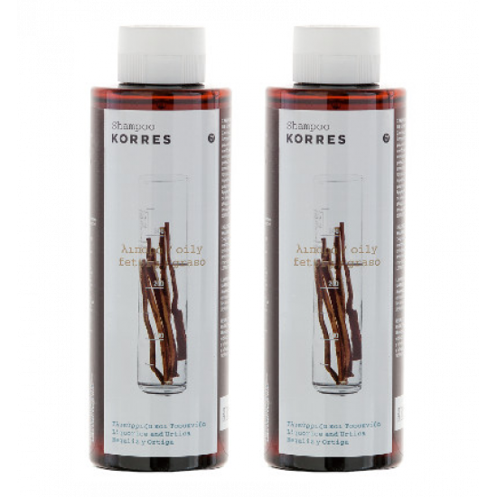 Korres - Σαμπουάν Γλυκύρριζα & Τσουκνίδα για λιπαρά μαλλιά 1+1 ΔΩΡΟ - 250ml