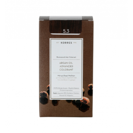 Korres - Argan Oil Advanced Colorant No 5.3 Καστανό Ανοιχτό Μελί - 50ml