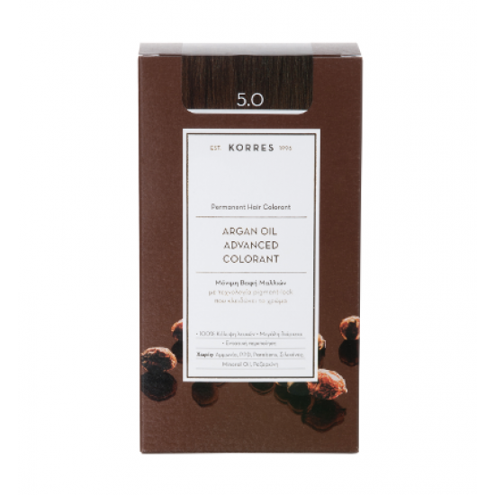 Korres - Argan Oil Advanced Colorant No 5.0 Καστανό Ανοιχτό Φυσικό - 50ml