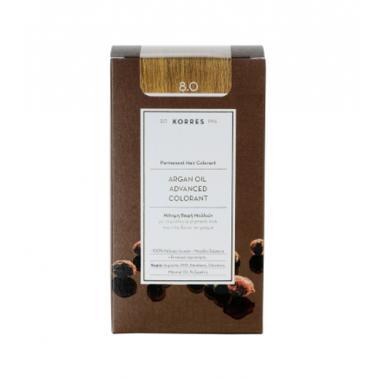Korres - Argan Oil Advanced Colorant No 8.0 Ξανθό Ανοιχτό Φυσικό - 50ml