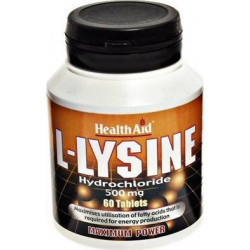 Health Aid - L-Lysine 500mg Maximum Power Συμπλήρωμα διατροφής Λυσίνης για την παραγωγή πρωτεϊνών - 60 ταμπλέτες