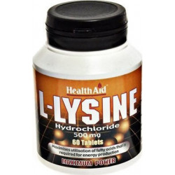 Health Aid - L-Lysine 500mg Maximum Power Συμπλήρωμα διατροφής Λυσίνης για την παραγωγή πρωτεϊνών - 60 ταμπλέτες