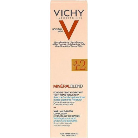 Vichy - Mineral blend make-up fluid 12 sienna Ενυδατικό make-up για όλους τους τύπους επιδερμίδας (Απόχρωση sienna) - 30ml