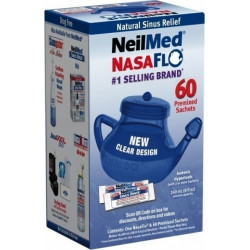 NeilMed - Nasaflo Netipot Φυσικής Θεραπευτικής Ανακούφισης των Ρινικών Παθήσεων - Συσκευή + 60 φακελάκια