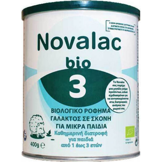 Novalac - Bio 3 Βιολογικό ρόφημα γάλακτος σε σκόνη για μικρά παιδιά Απο 1 έως 3 ετών - 400gr