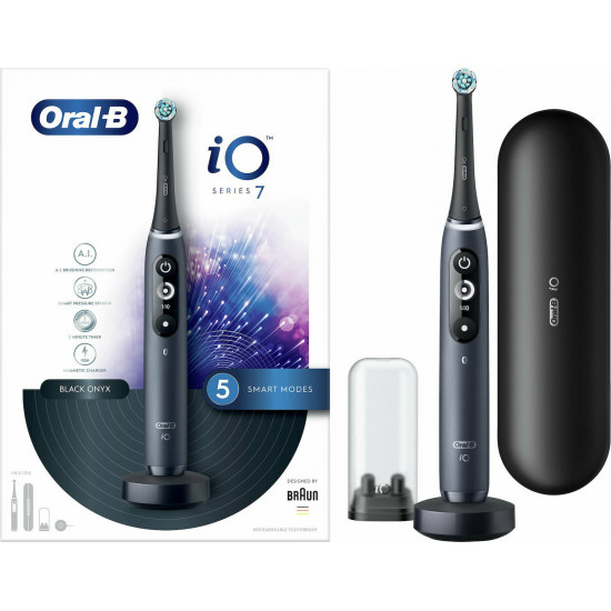 Oral-B - iO Series 7 Black Onyx Ηλεκτρική Οδοντόβουρτσα με Χρονομετρητή και Αισθητήρα Πίεσης - 1 τεμάχιο