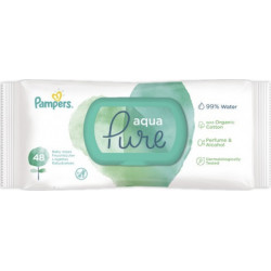 Pampers - Pure aqua wipes Μωρομάντηλα για την ευαίσθητη επιδερμίδα του μωρού - 2x48τμχ