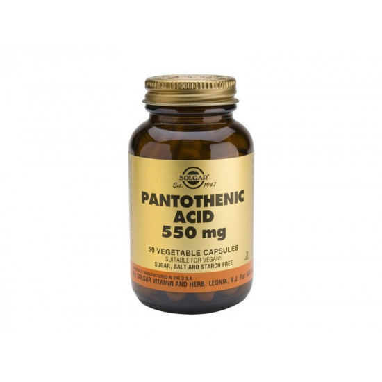 Solgar - Pantothenic Acid 550mg Για μείωση του στρες & βελτίωση των νοητικών επιδόσεων - 50 φυτικές κάψουλες