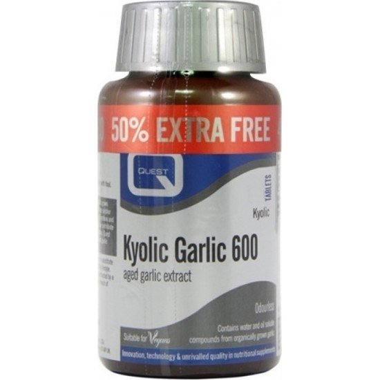 Quest - Kyolic Garlic 600mg Άοσμο σκόρδο 60+30 δωρεάν ταμπλέτες - 90tabs