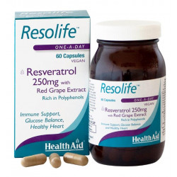 Health Aid - Resolife Ρεσβερατρόλη 250 mg με εκχύλισμα κόκκινου σταφυλιού - 60caps