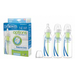Dr. Brown's - Natural Flow Options Πλαστικό Μπιμπερό με στενό λαιμό & θηλή σιλικόνης - 3x250ml