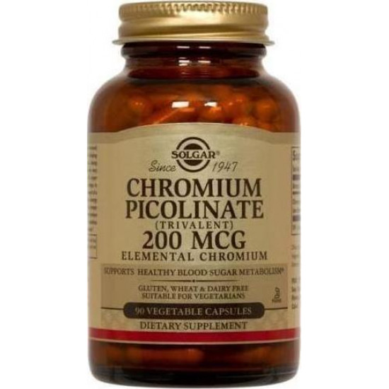 Solgar - Chromium Picolinate 200μg Για τον έλεγχο του σακχάρου στο αίμα - 90 φυτικές κάψουλες