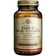 Solgar - Ester-C plus 500mg Συμπλήρωμα διατροφής Βιταμίνης C για ενίσχυση ανοσοποιητικού - 100 φυτικές κάψουλες