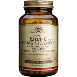 Solgar - Ester-C plus 500mg Συμπλήρωμα διατροφής Βιταμίνης C για ενίσχυση ανοσοποιητικού - 100 φυτικές κάψουλες