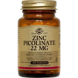 Solgar - Zinc Picolinate 22mg Συμπλήρωμα Διατροφής Με Ψευδάργυρο Σε Πικολινική Μορφή -100tabs
