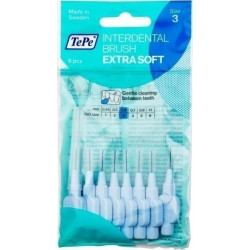 Tepe - Extra Soft x-fine 0.6mm Μπλε Μεσοδόντια Βουρτσάκια - 8τμχ