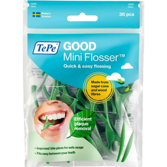 TePe - Good Mini flosser Οδοντικό Νήμα με Λαβή σε Πράσινο χρώμα - 36τμχ