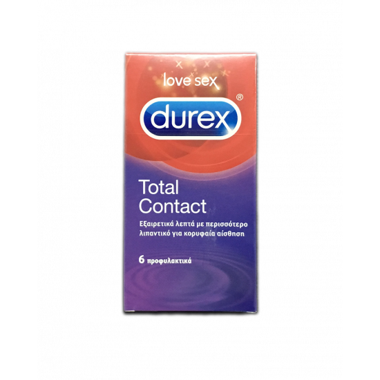 Durex - Total Contact Προφυλακτικά εξαιρετικά λεπτά με περισσότερο λιπαντικό - 6 τεμάχια