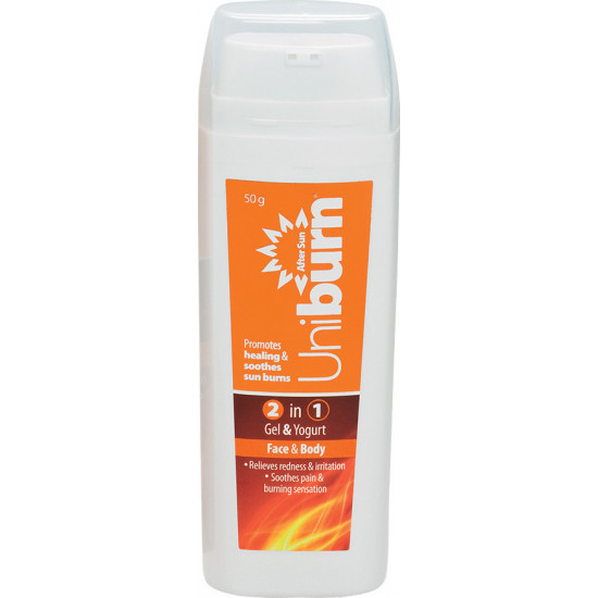 Uni-Pharma - Uniburn 2 in 1 Gel & Yogurt Face & Body Τζελ & Γιαούρτι 2 σε 1 για μετά τον ήλιο για Πρόσωπο & Σώμα - 50gr