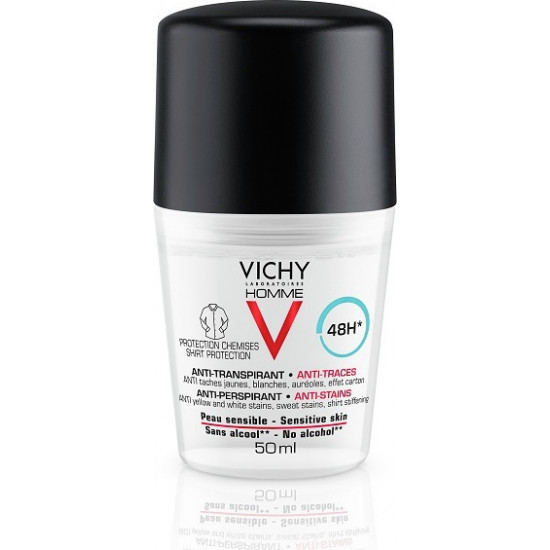Vichy - Homme V Anti-Transpirante 48h Sensitive Skin Roll-On Κατά της εφίδρωσης Δεν λεκιάζει - 50ml