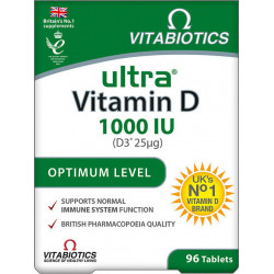 Vitabiotics - Ultra D3 1000iu 25mg Συμπλήρωμα διατροφής για την υγεία των δοντιών, των μυών & του ανοσοποιητικού - 96tabs