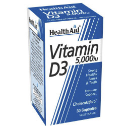 HeAlth Aid - Vitamin D3 5000iu Λιποδιαλυτή βιταμίνη D3 - 30veg tabs