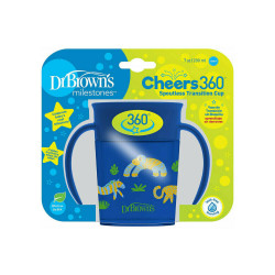 Dr. Brown's - Milestones Cheers 360 Κύπελλο με Kαπάκι και Λαβές (Mπλε Xρώμα) Από 6 Mηνών - 200ml