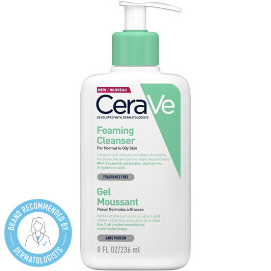 CeraVe - Foaming Cleanser for Normal to Oily Skin Fragnance Free Τζελ καθαρισμού για κανονικές/λιπαρές επιδερμίδες - 236ml