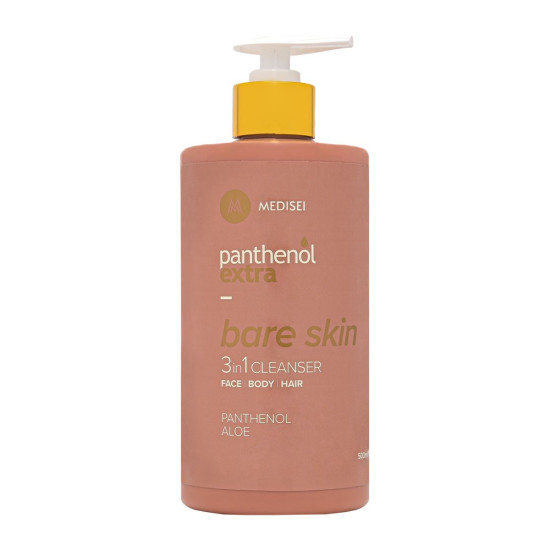 Medisei - Panthenol Extra Bare Skin 3 in 1 Cleanser Γυναικείο Αφρόλουτρο και Σαμπουάν για Πρόσωπο Σώμα και Μαλλιά με Ξυλώδεις Νότες - 500ml