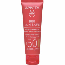 Apivita - Bee Sun Safe SPF50 Anti-Spot & Anti-Age Tinted Golden Face Cream Αντηλιακό Προσώπου κατά των Πανάδων & των Ρυτίδων με Χρυσαφί Απόχρωση- 50ml
