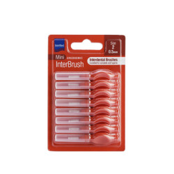 Intermed - Ergonomic InterBrush Mini Μεσοδόντια Βουρτσάκια για τον Ολοκληρωμένο Καθαρισμό της Στοματικής Κοιλότητας Κόκκινο Size 2 (0.5mm) - 8τμχ