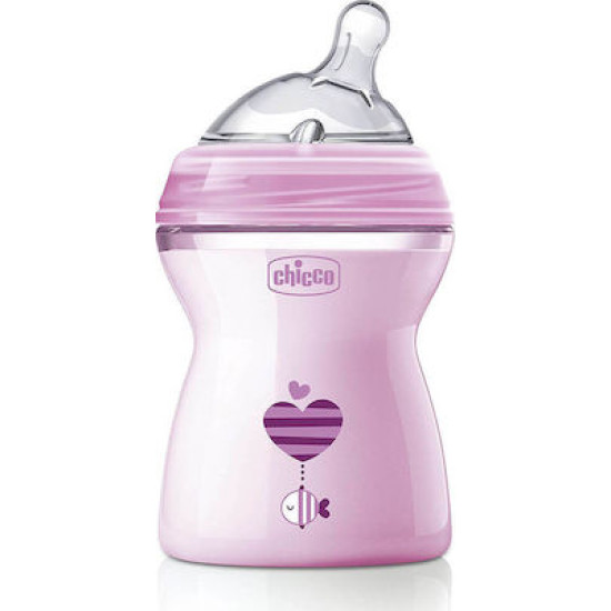 Chicco - NaturalFeeling Color Πλαστικό Μπιμπερό με κεκλιμένη θηλή για φυσικό τάισμα 2m+ Σε Διάφορα Χρώματα -150ml 