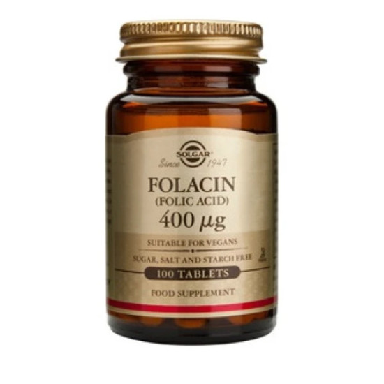 Solgar - Folic Acid 400μg Συμπλήρωμα διατροφής για αναιμία & αδυναμία του ανοσοποιητικού - 100ταμπλέτες