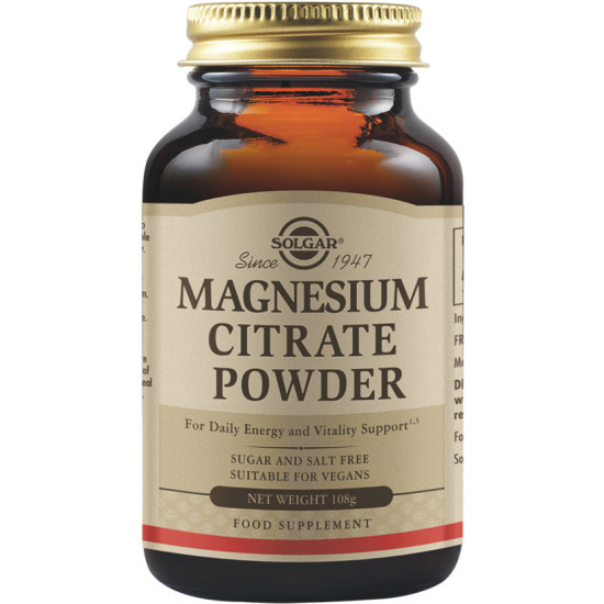 Solgar - Magnesium Citrate Powder 250mg Συμπλήρωμα διατροφής με Κιτρικό Μαγνήσιο σε σκόνη - 108gr