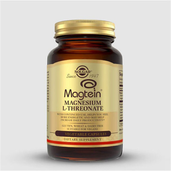 Solgar - Magtein Magnesium L-Threonate Συμπλήρωμα Διατροφής με Θρεονικό Μαγνήσιο για την Υποστήριξη της Εγκεφαλικής Λειτουργίας - 60 φυτικές κάψουλες