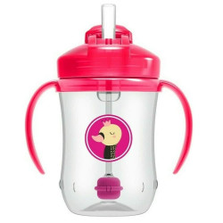Dr. Brown's - Baby's First Straw Cup Κύπελλο Ροζ με εύπλαστο Καλαμάκι και Λαβές - 270ml