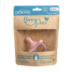 Dr. Brown's - Happy Paci Silicone Pink Πιπίλα Όλο Σιλικόνη για Βρέφη 0-6 μηνών (Ροζ χρώμα) - 1τμχ