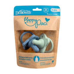 Dr Brown's - Happy Paci Silicone Πιπίλα Όλο Σιλικόνη Σιέλ/Πράσινη - 2τεμ