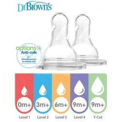 Dr. Brown's - Natural Flow Θηλή σιλικόνης επίπεδο 3 για μπιμπερό με στενό λαιμό - 2 τεμάχια