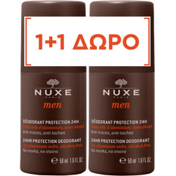 Nuxe - Men 24H Protection Deodorant Αποσμητικό 24ωρης Προστασίας με Ανθόνερο από Φασκόμηλο (1+1Δώρο) - 2x50ml