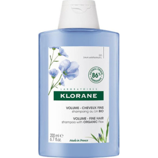 Klorane - Linum Shampoo Σαμπουάν με Ίνες Λιναριού που Δίνει Όγκο στα Λεπτά Μαλλιά - 200ml
