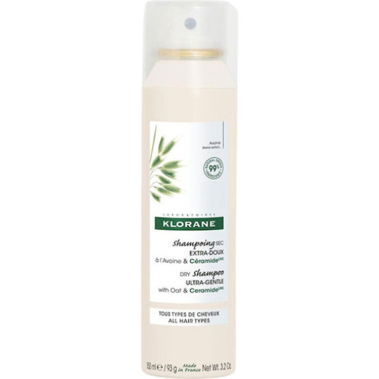 Klorane - Dry Shampoo with Oat & Ceramide Ξηρό Σαμπουάν με Βρώμη και Κεραμίδια για Καθαρισμό και Αναζωογόνηση της Τρίχας - 150ml