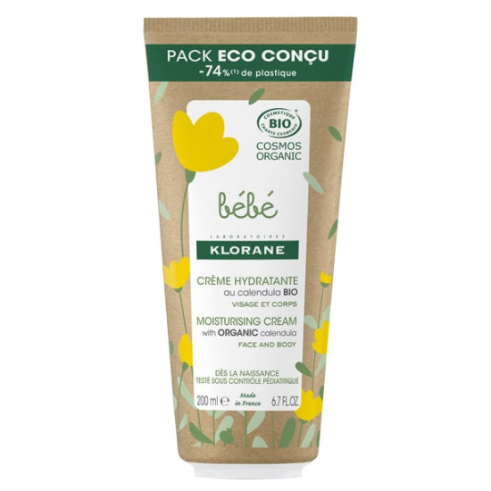 Klorane - Bebe Creme Hydratante Βιολογική Πιστοποιημένη Ενυδατική Κρέμα με Καλέντουλα για Μωρά - 200ml