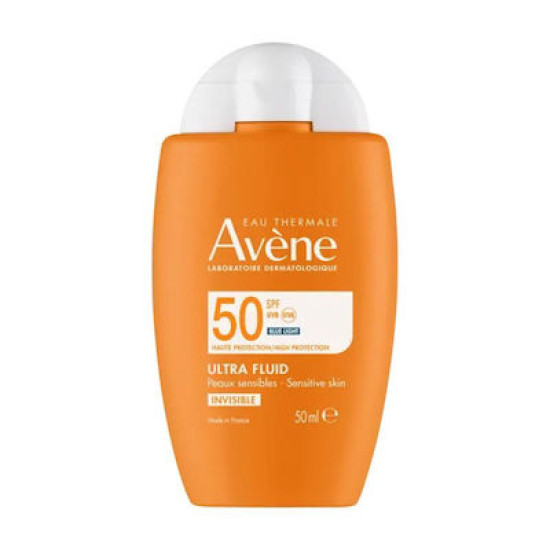 Avene - Ultra Fluid Invisible SPF 50+ Λεπτόρρευστο αντηλιακό προσώπου για ευαίσθητο δέρμα χωρίς άρωμα  - 50ml