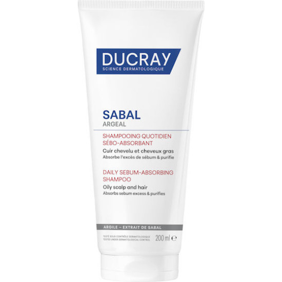 Ducray - Sabal Argeal Shampooing Sebo-Absorbant Σμηγματο-Απορροφητικό Σαμπουάν Καθημερινής Χρήσης για Λιπαρό Τριχωτό Κεφαλής & Λιπαρά Μαλλιά - 200ml