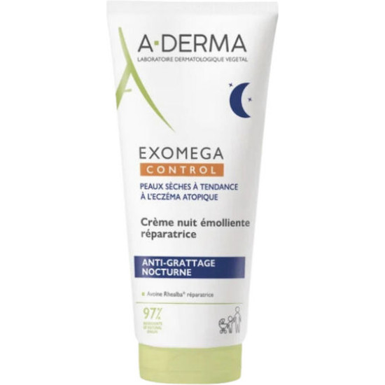 A-Derma - Exomega Control Repairing Emollient Night Cream Mαλακτική κρέμα για τις εξάρσεις κνησμού κατά τη διάρκεια της νύχτας - 200ml